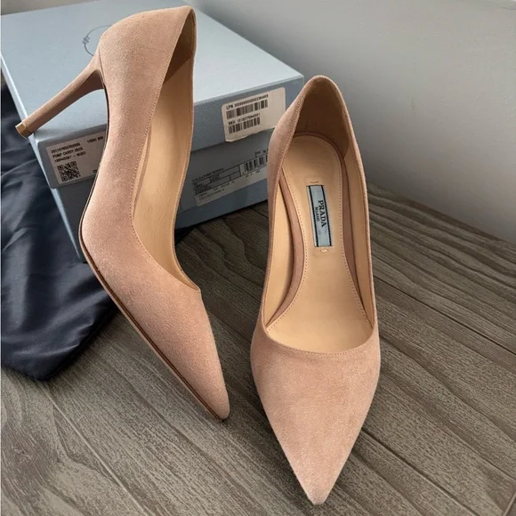 Prada Calzature Donna Suede Stiletto Nude Pumps - Picture 4 of 11